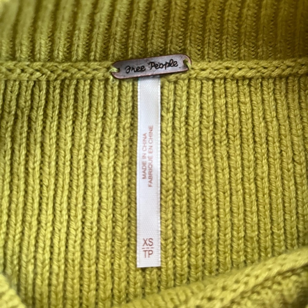 Free People Easy Street Cropped Pullover In Chartreuse - Picture 3 of 6